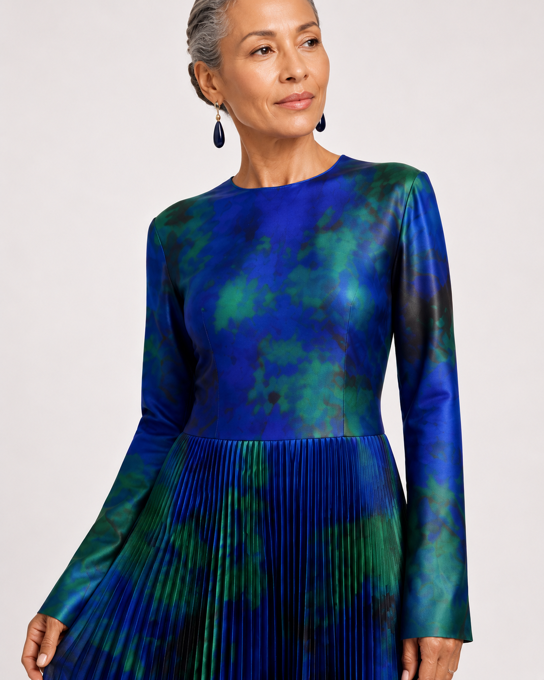 Maxi Dress with Pleated Aurora Design