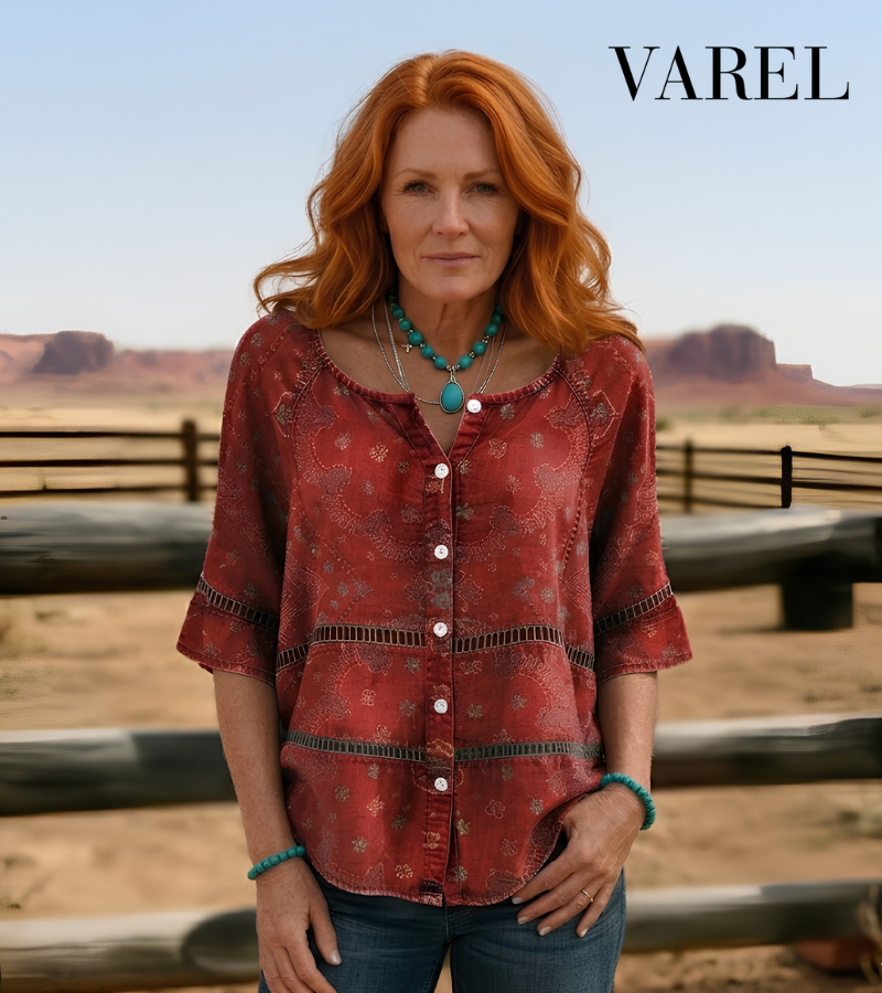 Selah - Vintage Ethnic Print Blouse