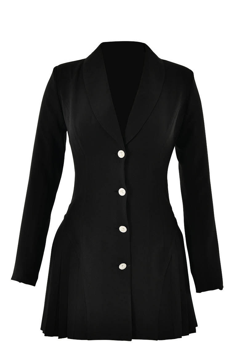 INS-Inspired Deep V Neck Single-Breasted Mini Blazer Dress