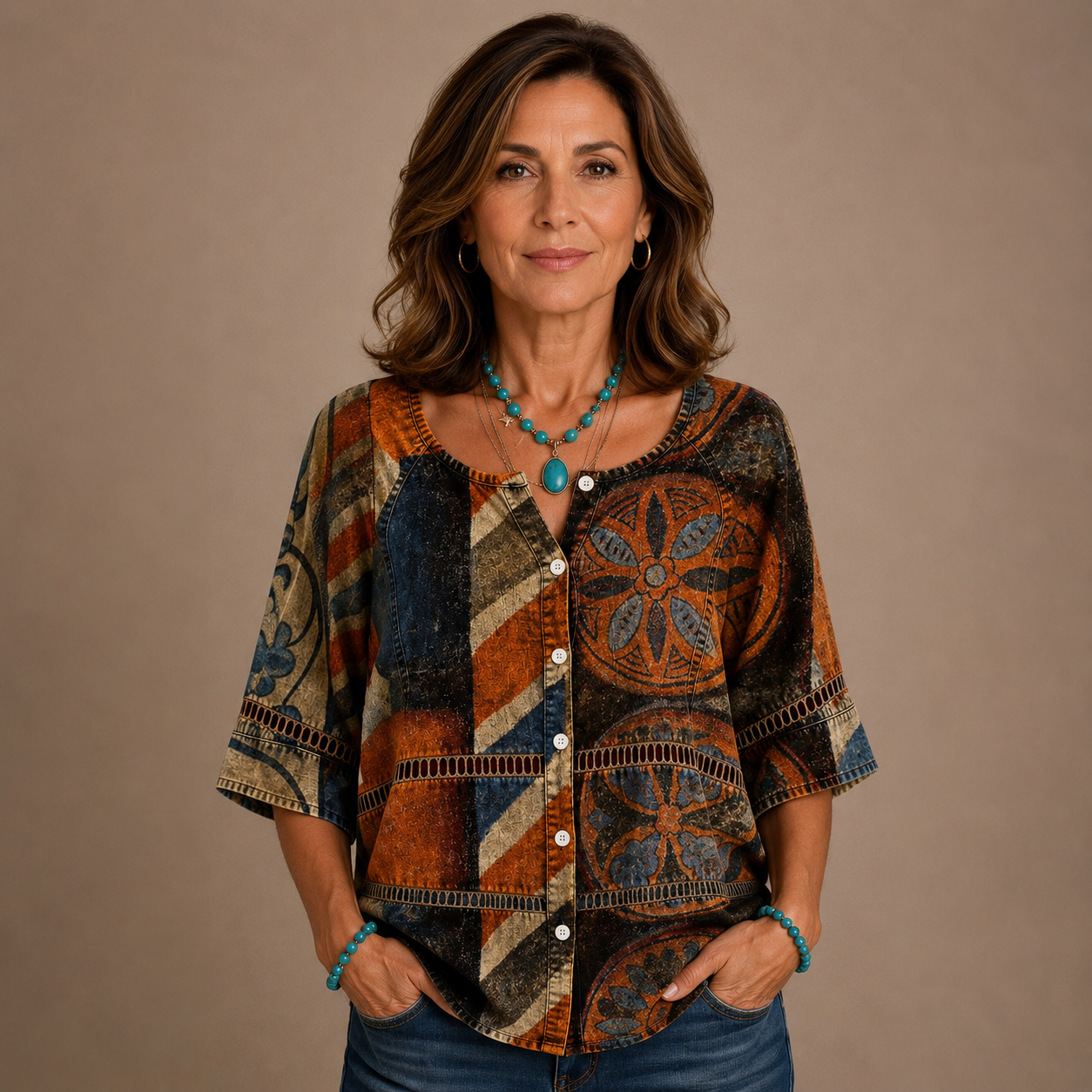Romina - Vintage Floral Print Blouse
