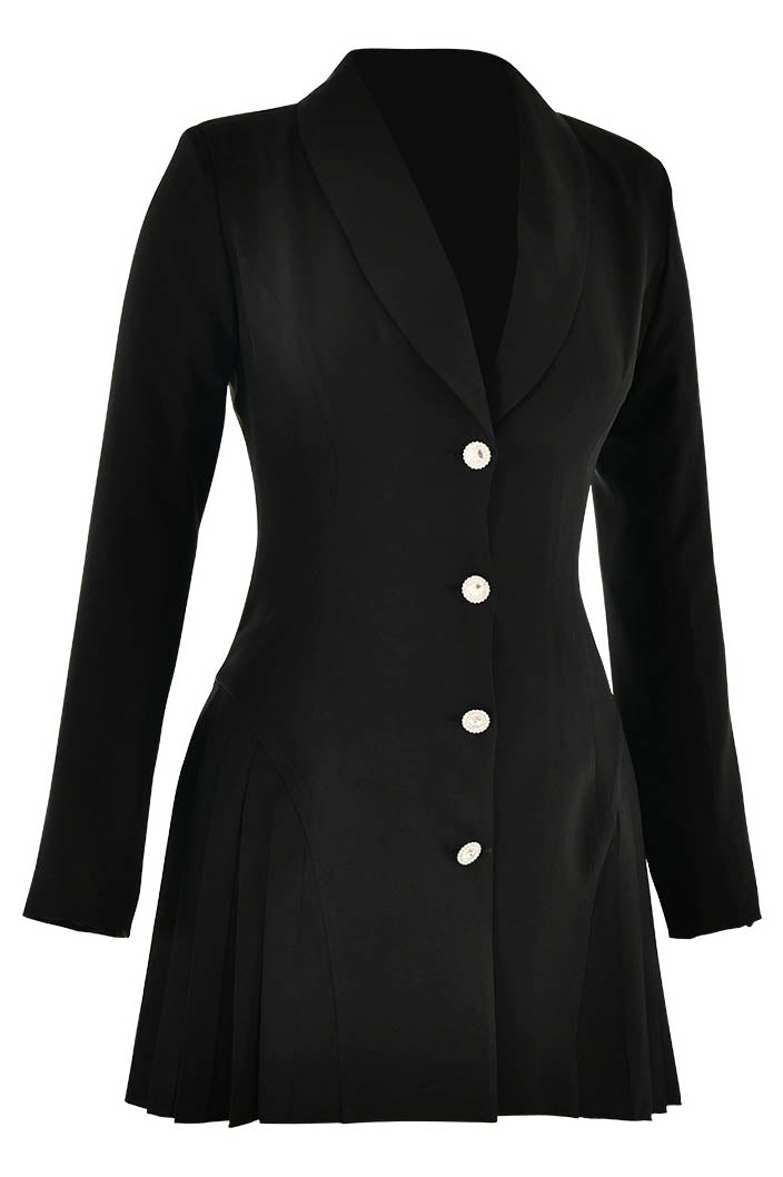 INS-Inspired Deep V Neck Single-Breasted Mini Blazer Dress