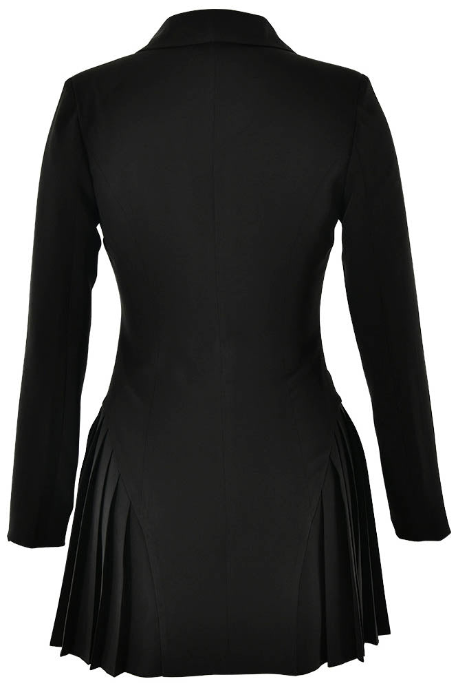 INS-Inspired Deep V Neck Single-Breasted Mini Blazer Dress