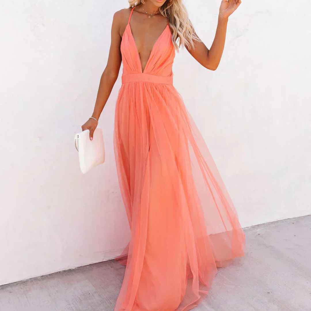LISSE - Coral Light Maxi Dress