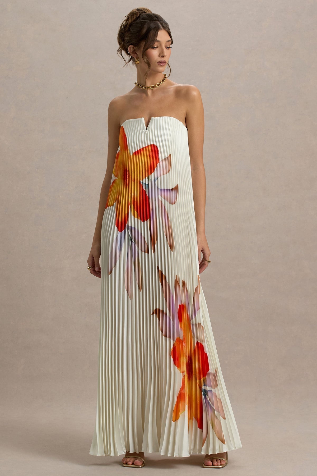 Sweetheart Maxi Dress in Orange Floral