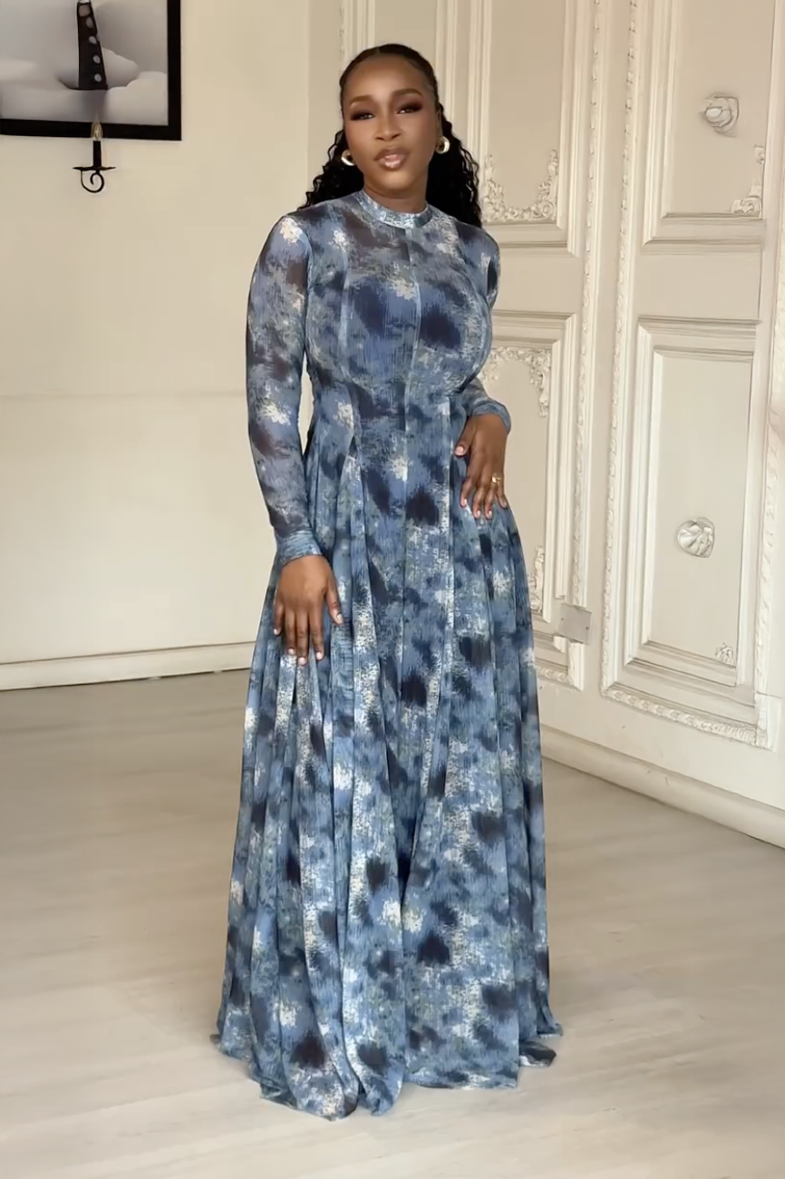 Abstract Blue Maxi Dress by Lyric Dye