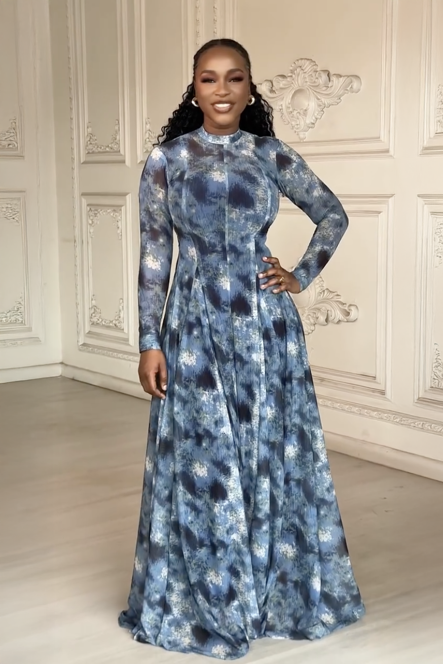 Abstract Blue Maxi Dress by Lyric Dye