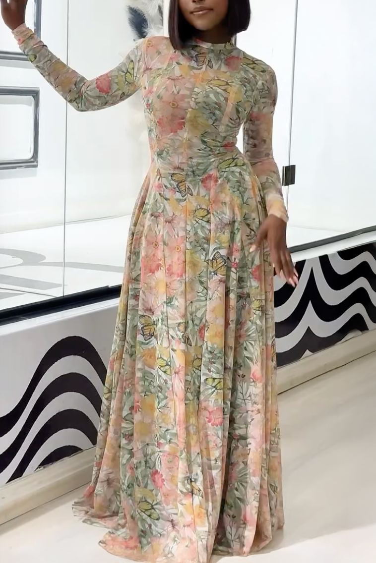Verve Floral Butterfly Maxi Dress