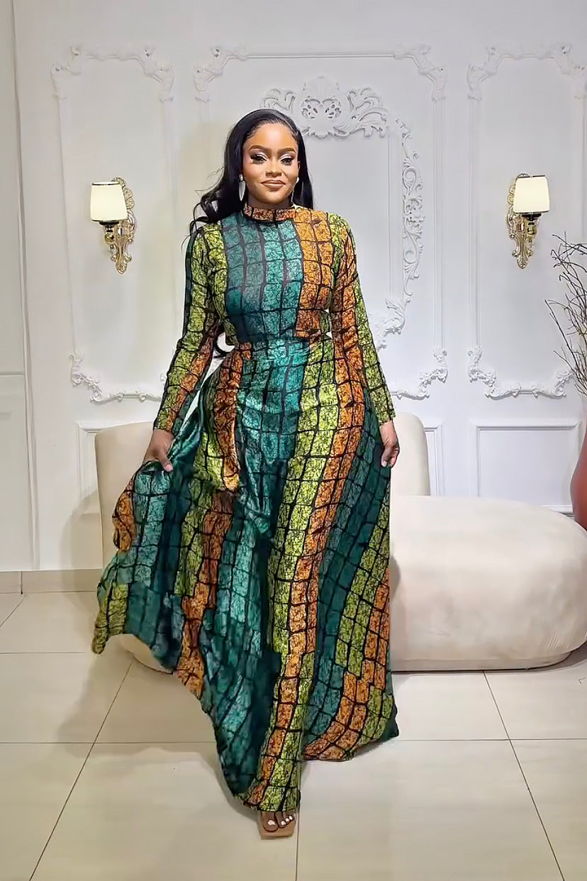 Royal Emerald Kente Skirt Set