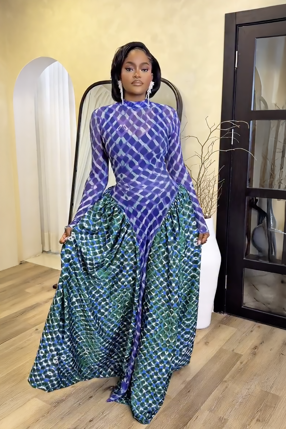 Maxi Dress with Mermaid Scale Design