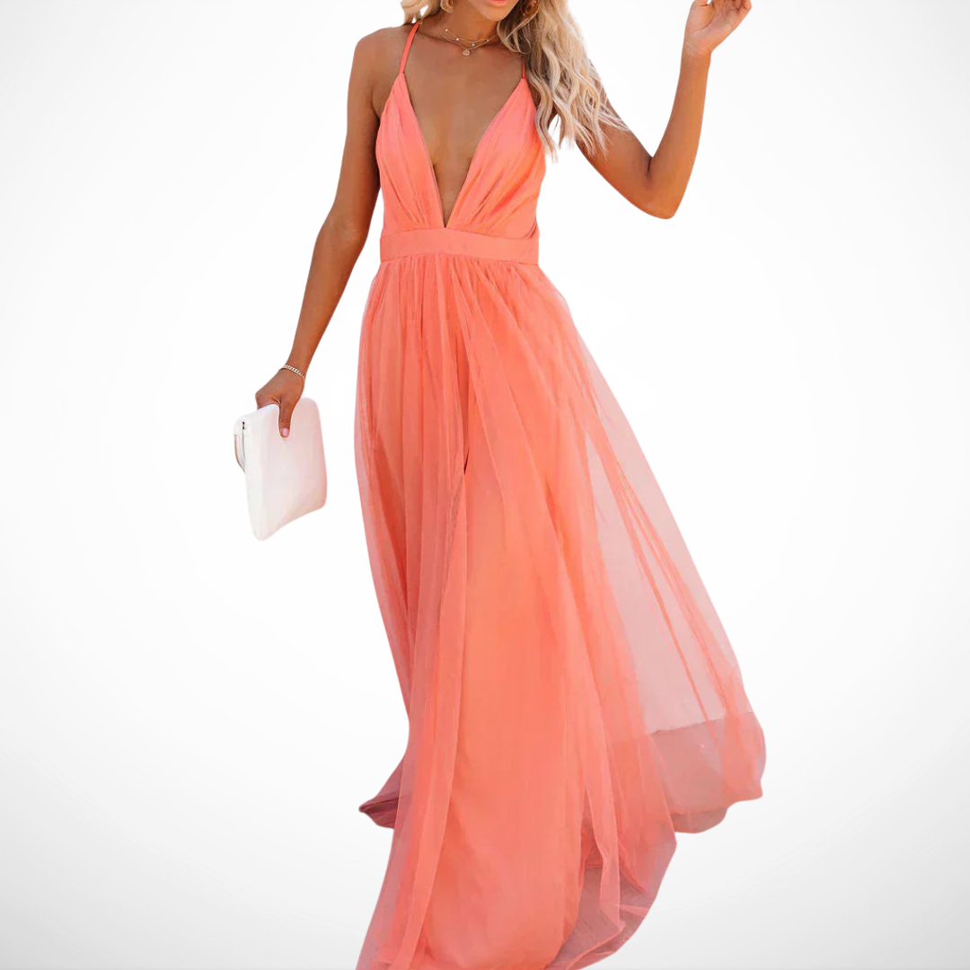 LISSE - Coral Light Maxi Dress