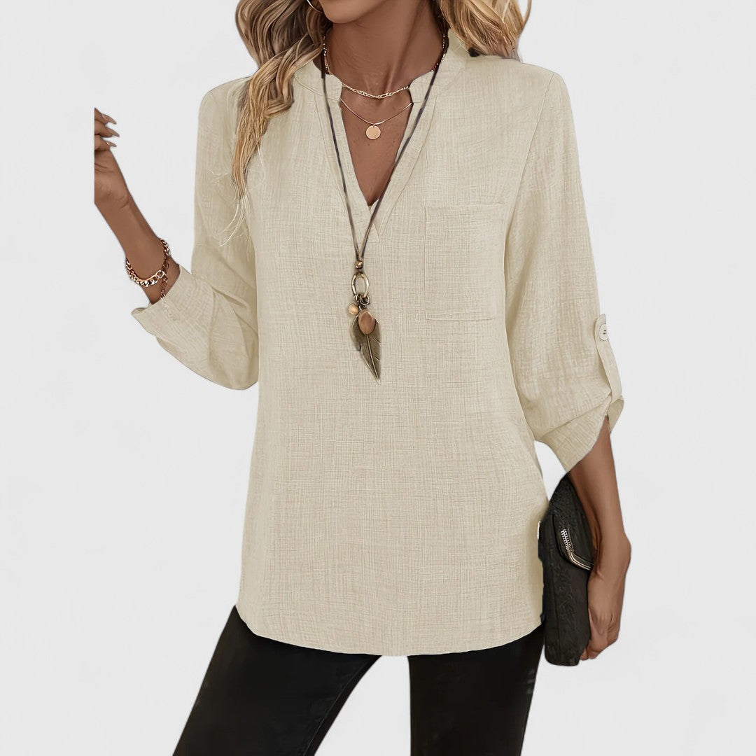 Jennifer - Chic Long Sleeve V-Neck Blouse