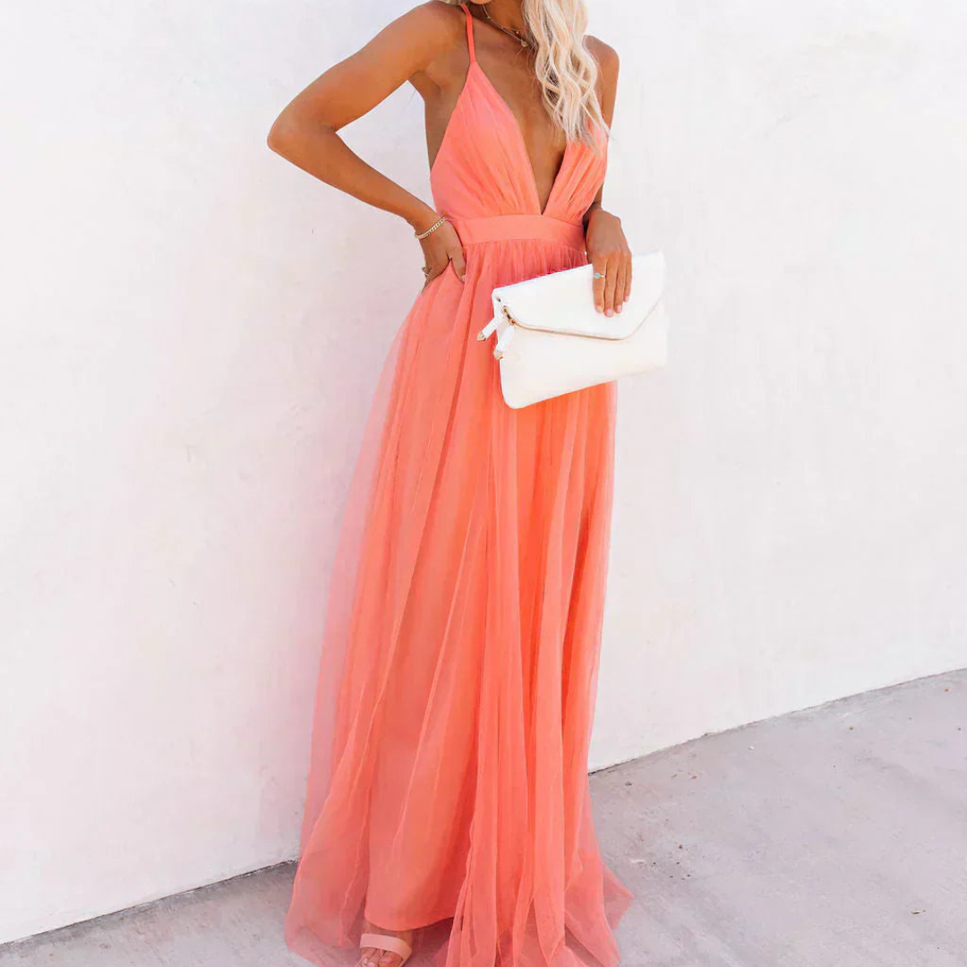 LISSE - Coral Light Maxi Dress