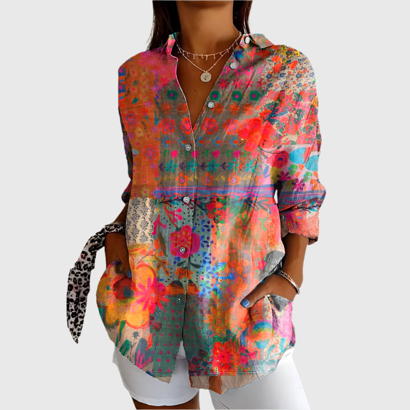 Joan - Women's Long Sleeve Floral Print Shirt