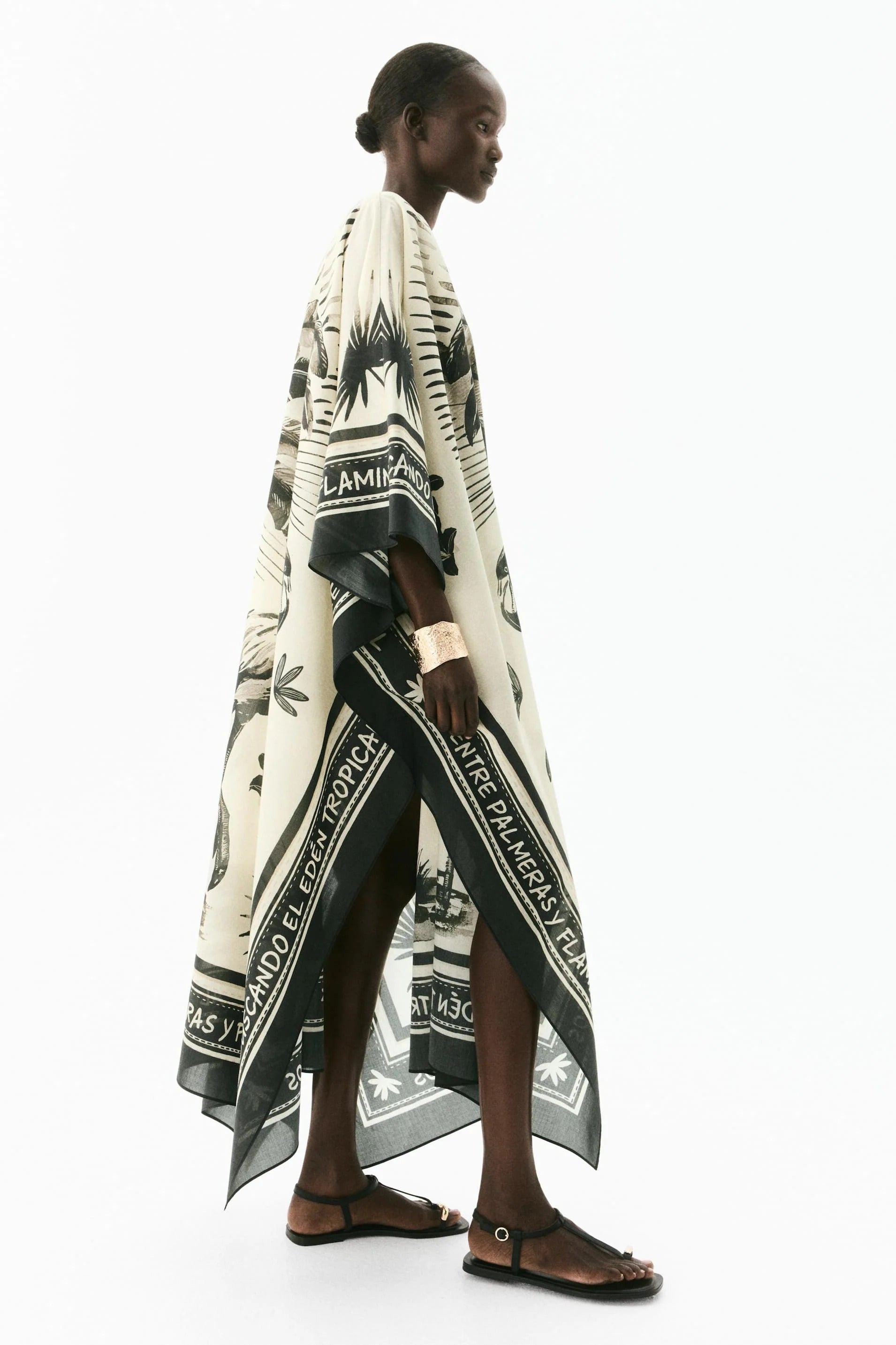 Extra-Large Flamingo Print Kaftan Maxi Dress