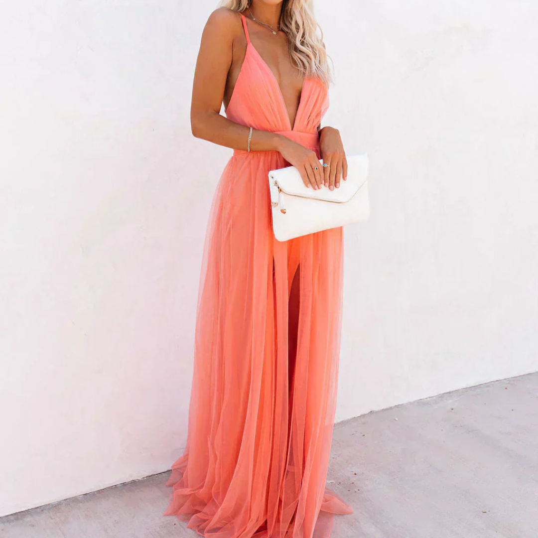 LISSE - Coral Light Maxi Dress
