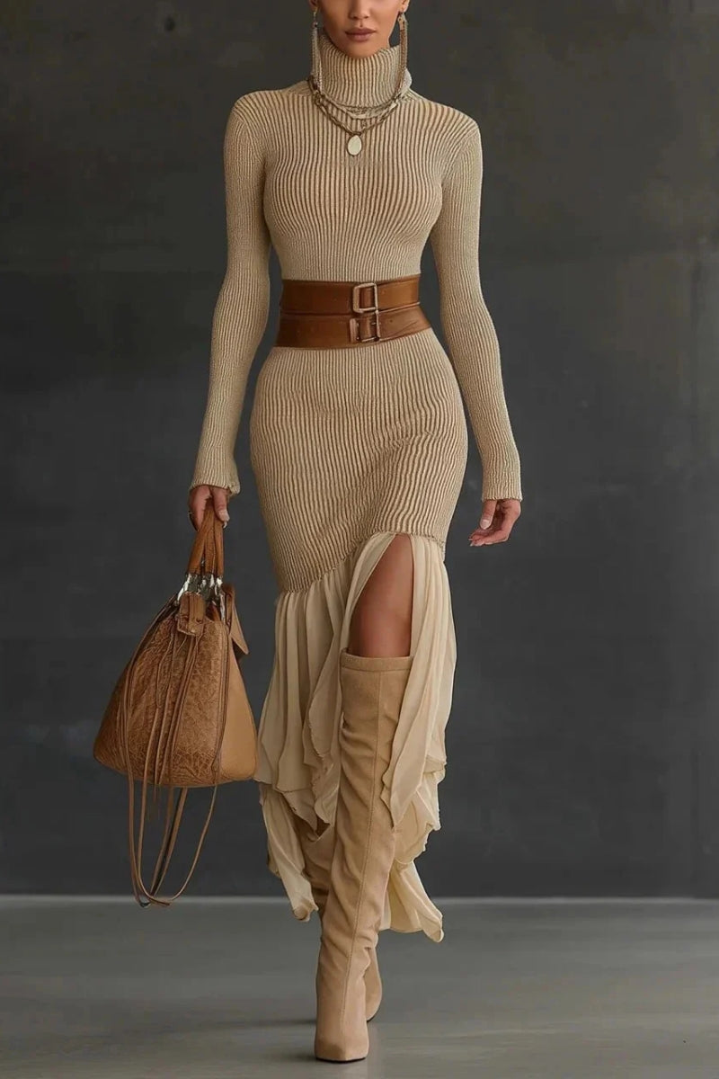 Chic Turtleneck Knitted Dress