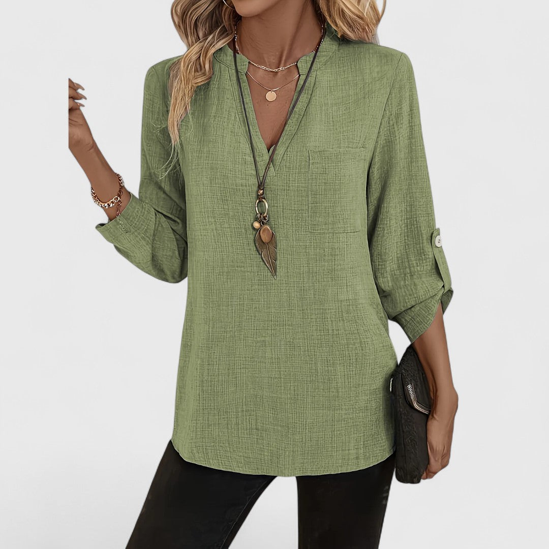 Jennifer - Chic Long Sleeve V-Neck Blouse