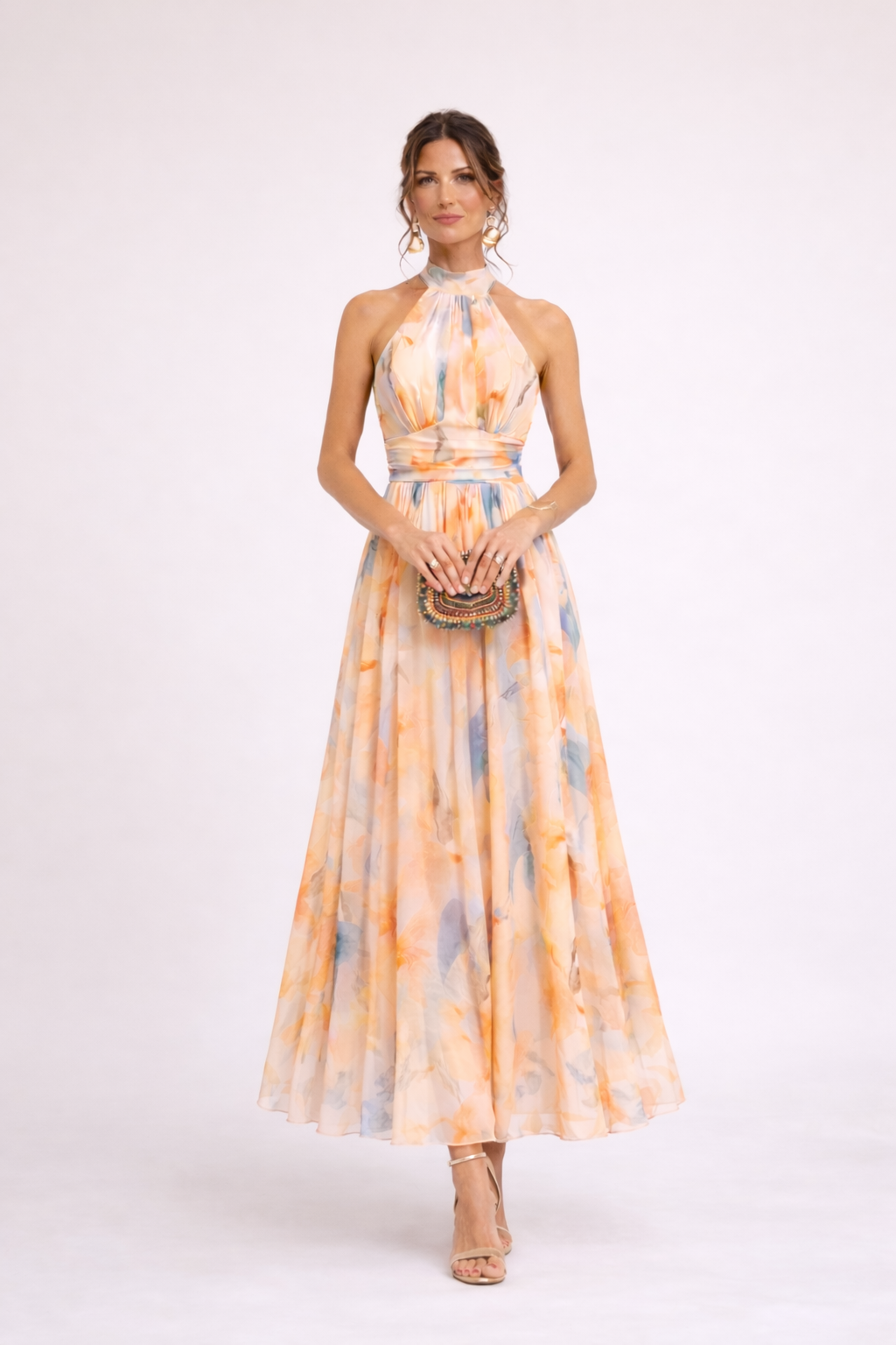 ÉLARA – Printed Halter Dress