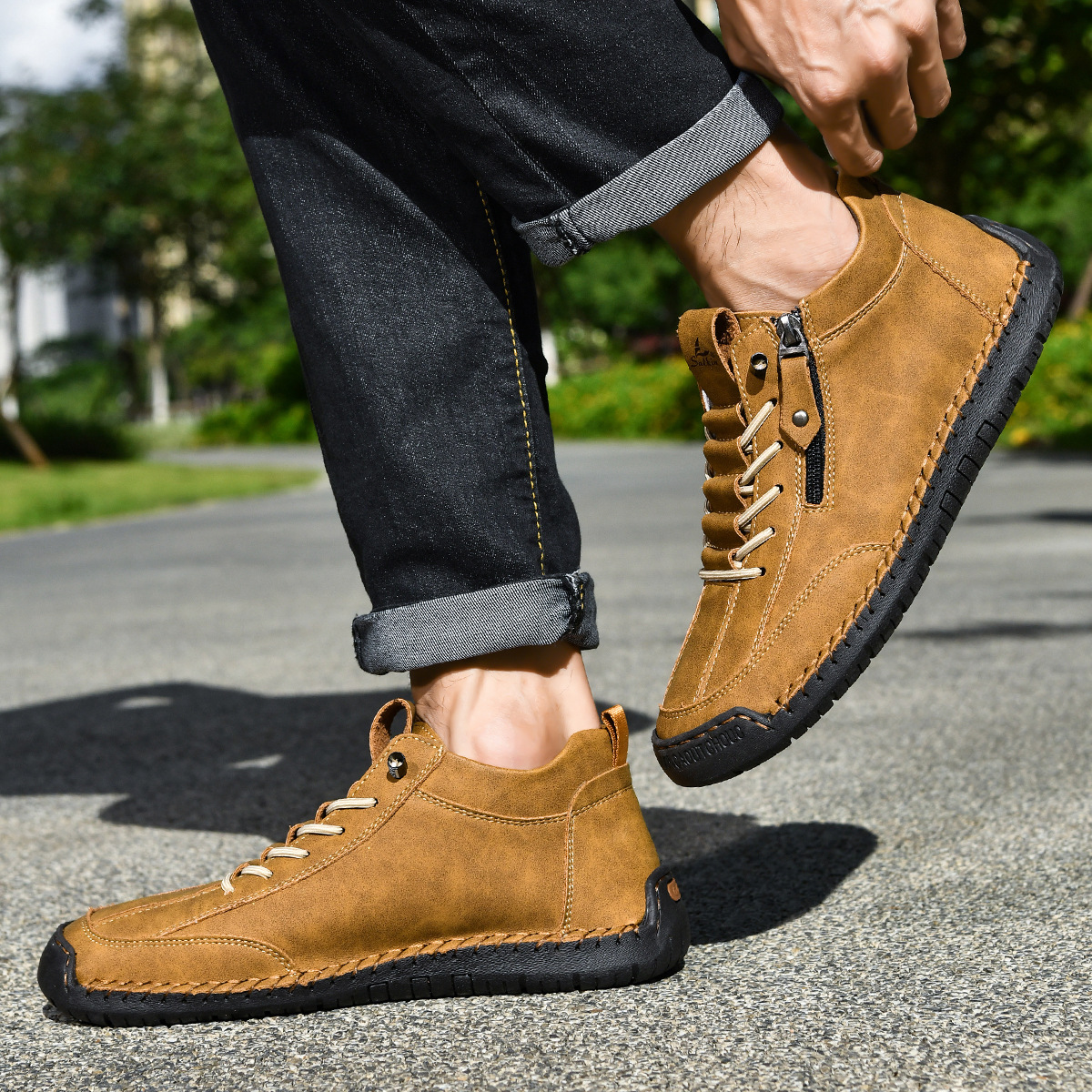 Christian | Men's Nubuck Zip-Up Shoes