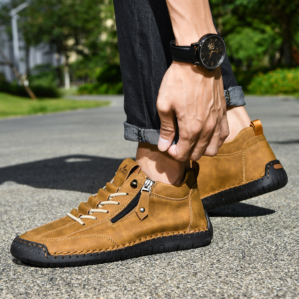Christian | Men's Nubuck Zip-Up Shoes