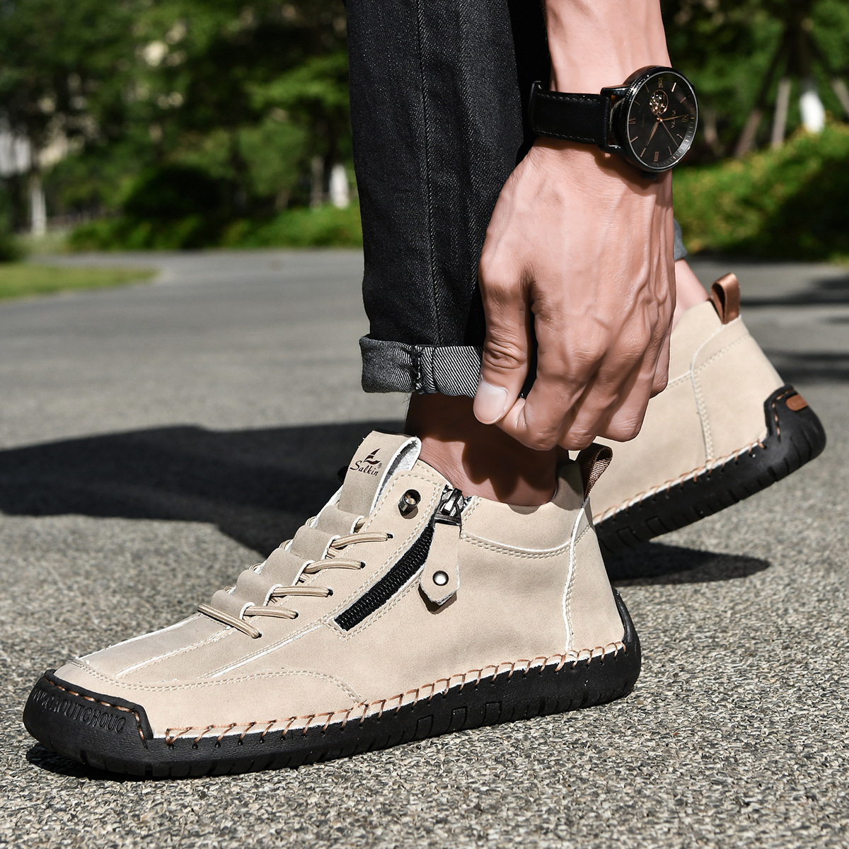 Christian | Men's Nubuck Zip-Up Shoes