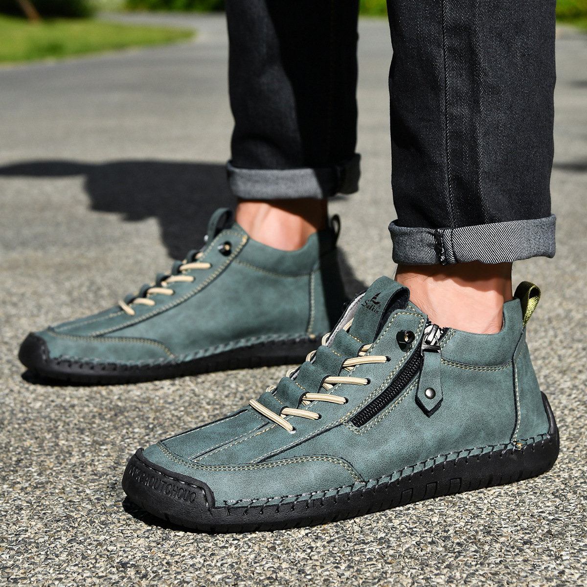 Christian | Men's Nubuck Zip-Up Shoes