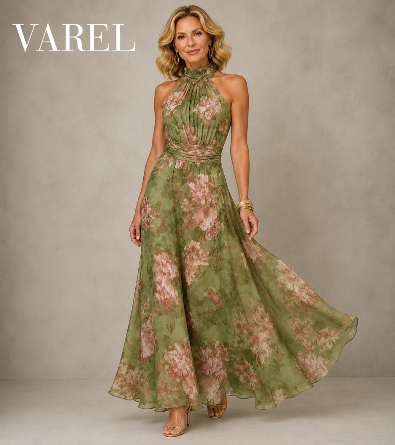 Emilia - Floral Maxi Dress with Halter Neckline
