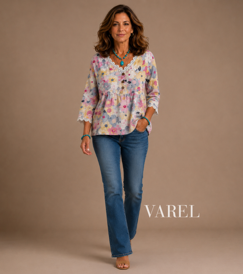 Fiorella - Vintage Floral Print Blouse