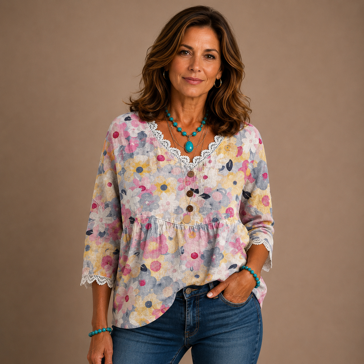 Fiorella - Vintage Floral Print Blouse