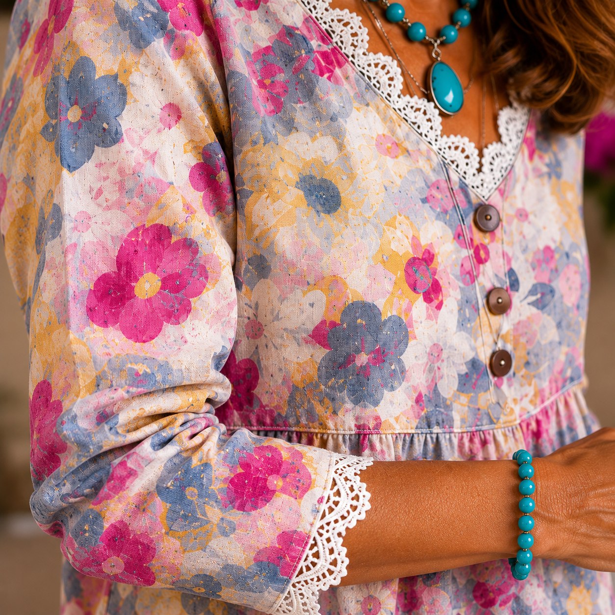 Fiorella - Vintage Floral Print Blouse