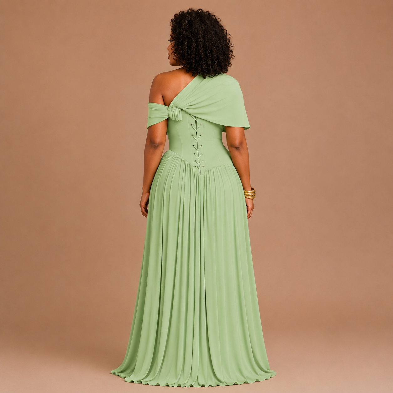 Lorelai - Mint Green Ruched Chiffon Maxi Dress