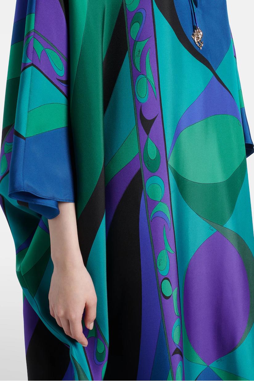Vibrant Swirling Iride Satin Kaftan