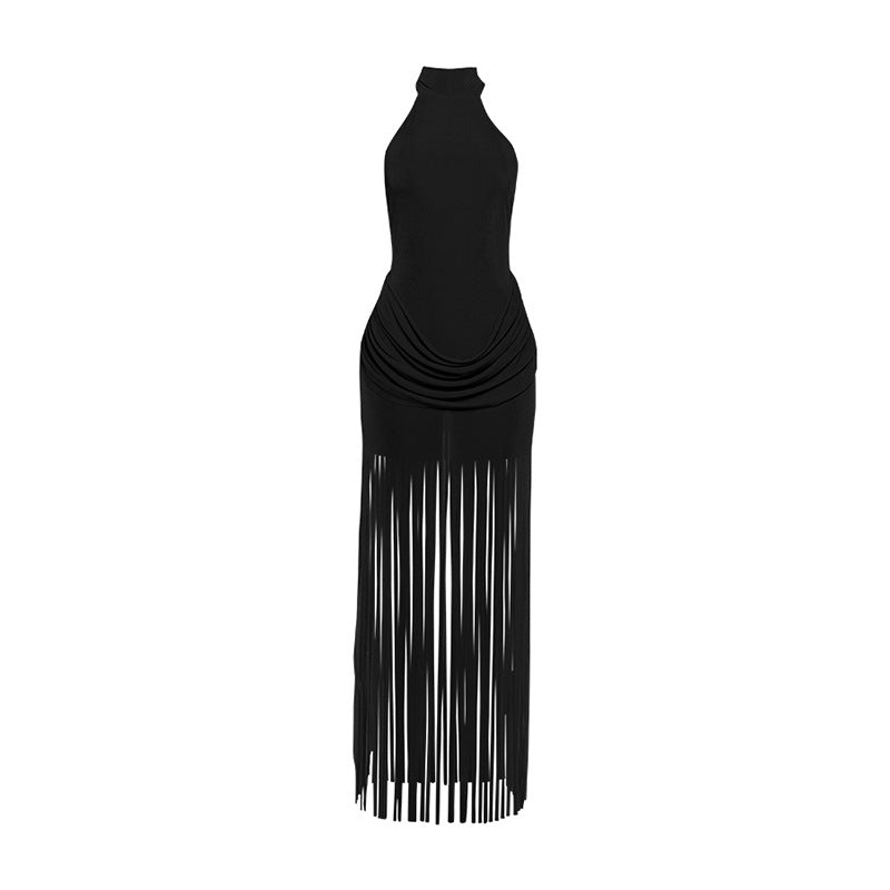 Shane - Fringe Halter Maxi Dress