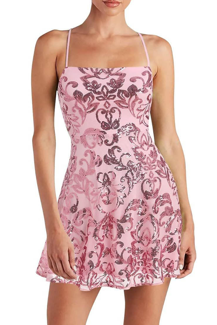 Strapless Sequin Mini Dress with Sleeveless Design