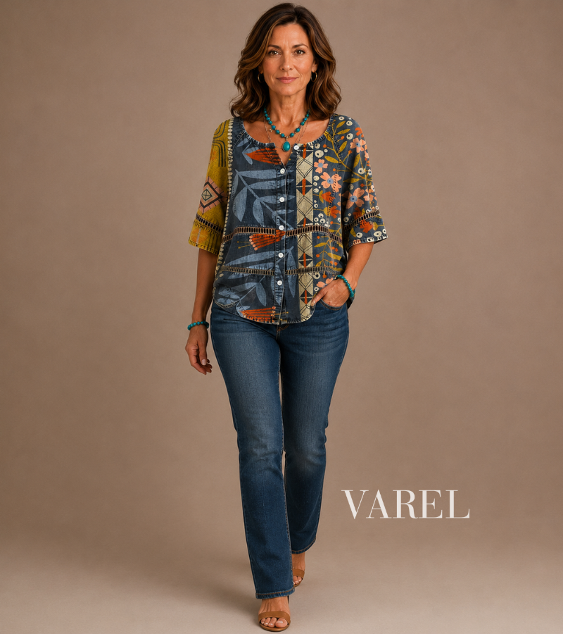 Romina - Vintage Floral Print Blouse