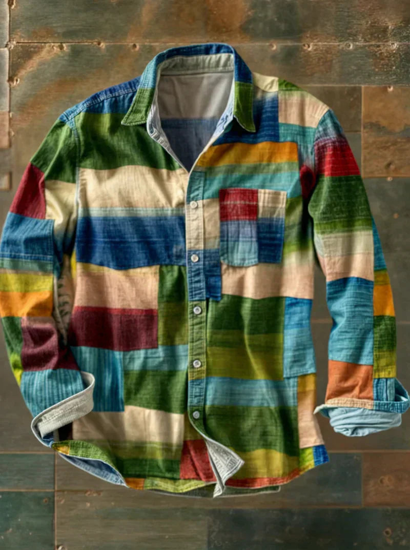 Callista - Multicolour Long Sleeve Patchwork Shirt