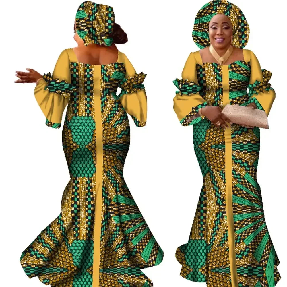 Aoife - African Long Dress with Scarf