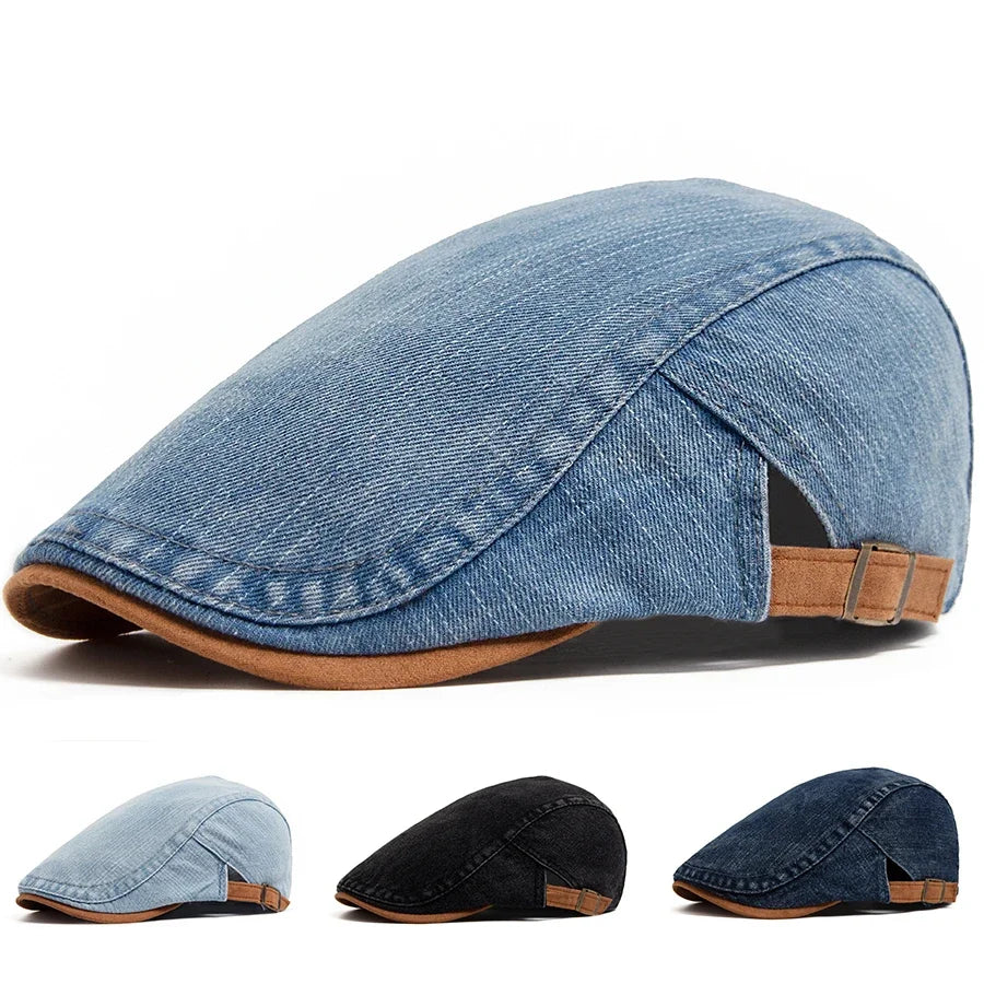 Keegan - Denim Flat Cap