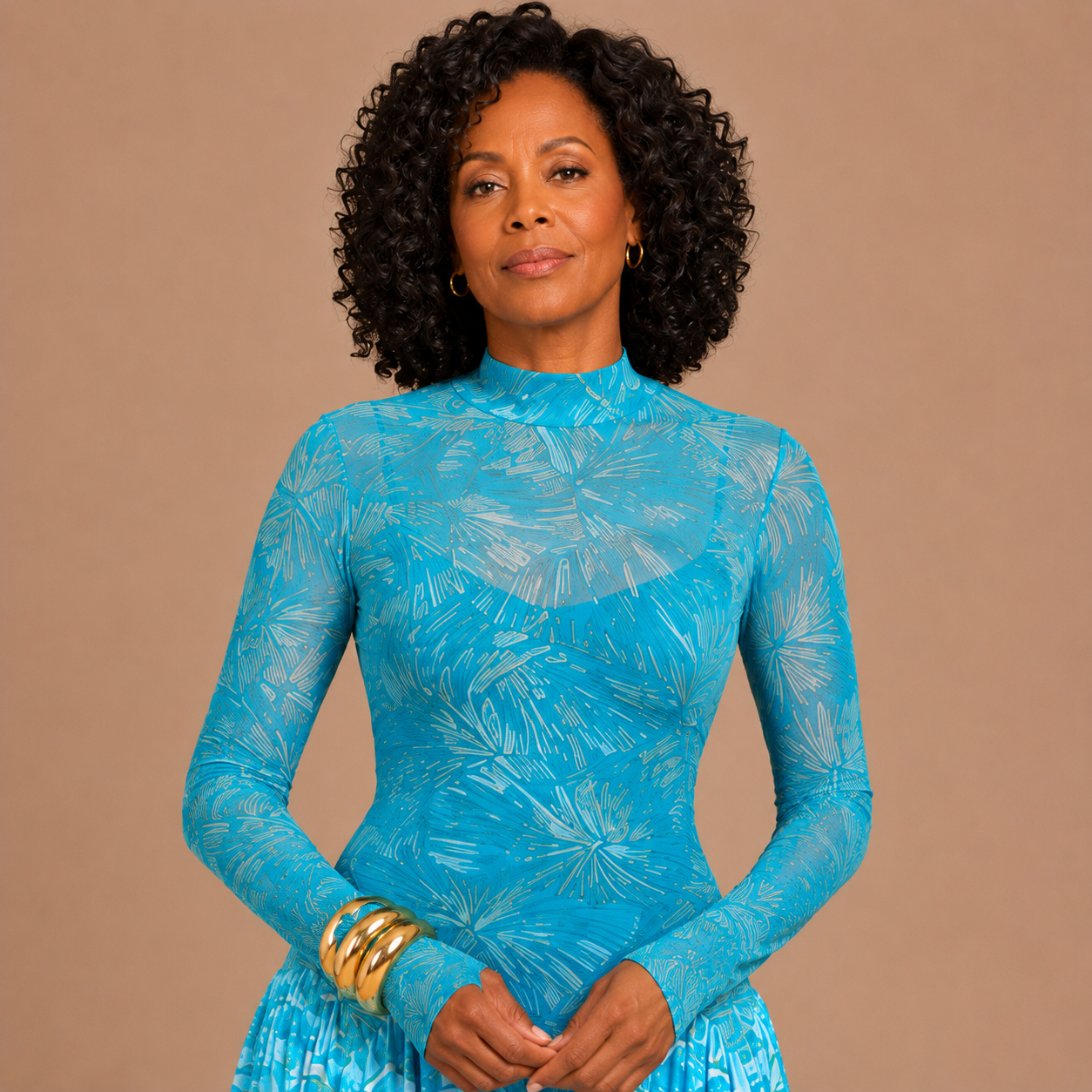 Thalia - Elegant Maxi Dress with Abstract Art Design