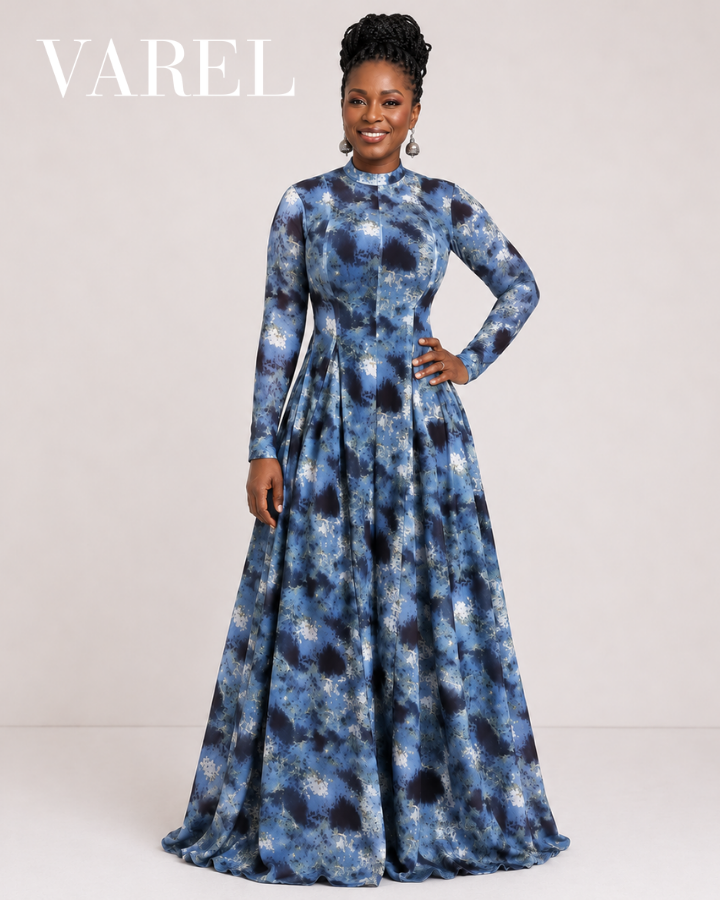 Abstract Blue Maxi Dress by Lyric Dye