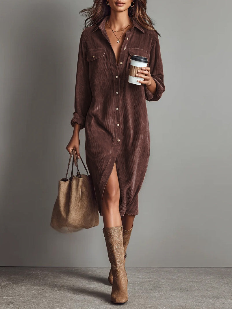 Zora - Relaxed Corduroy Midi Dress

