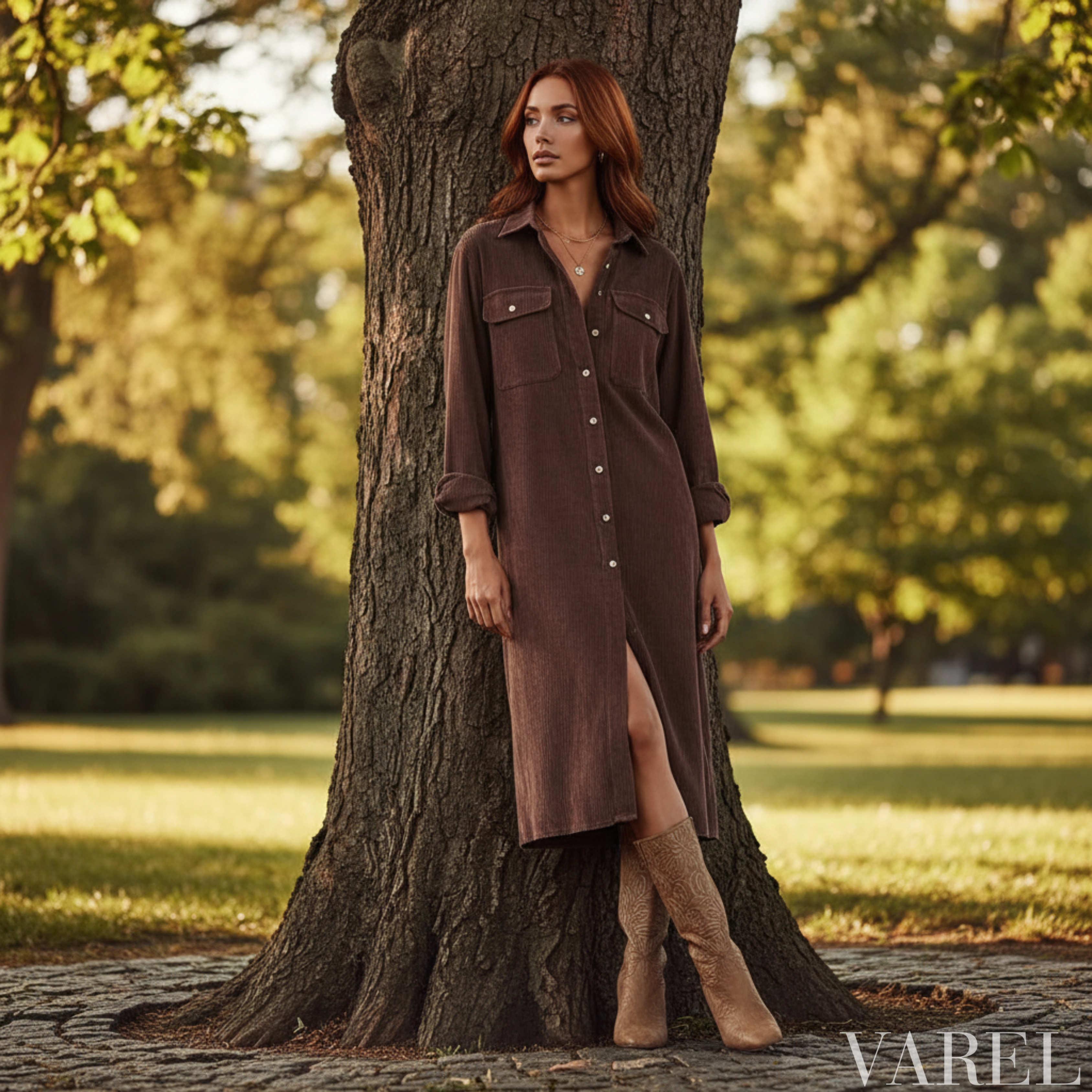 Zora - Relaxed Corduroy Midi Dress