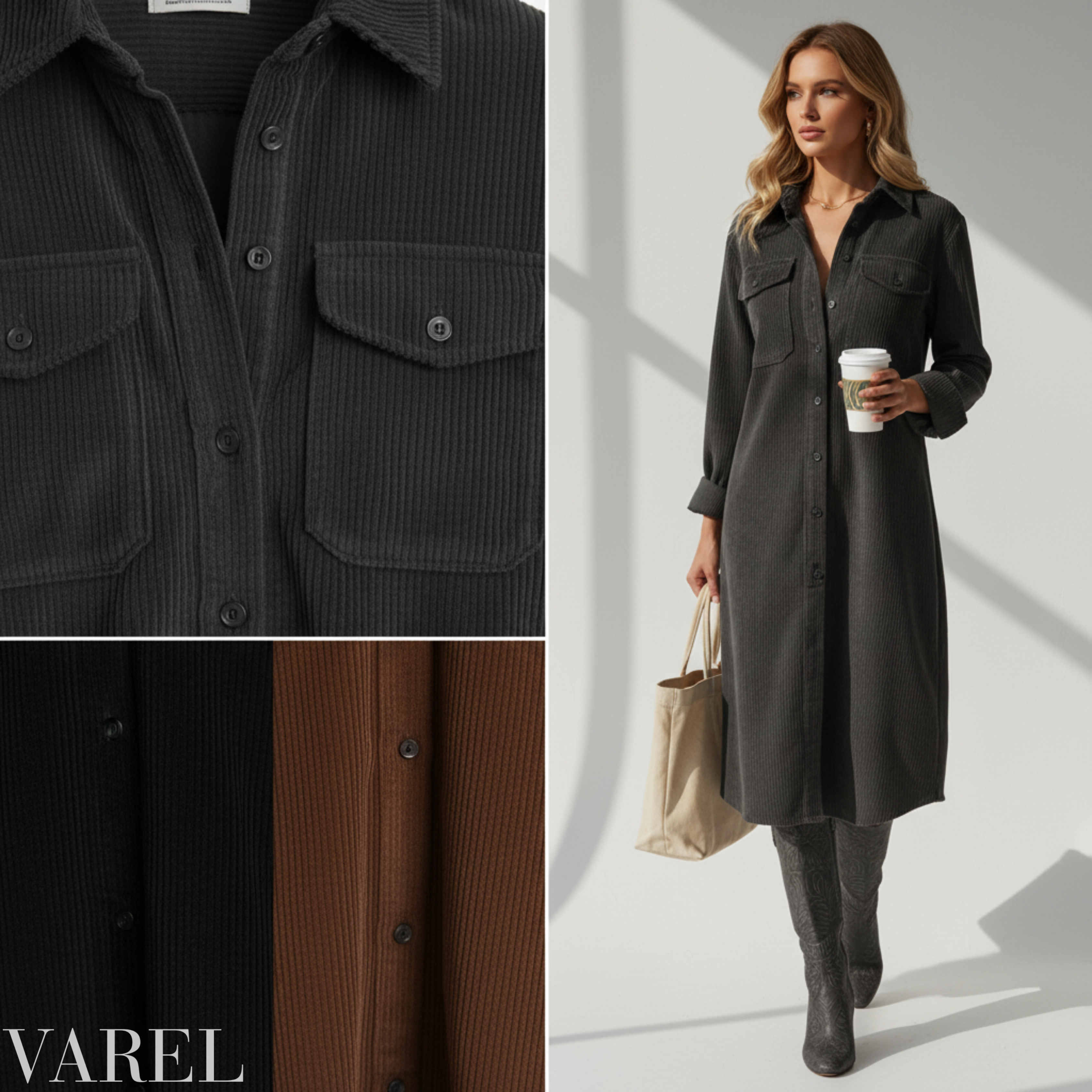 Zora - Relaxed Corduroy Midi Dress