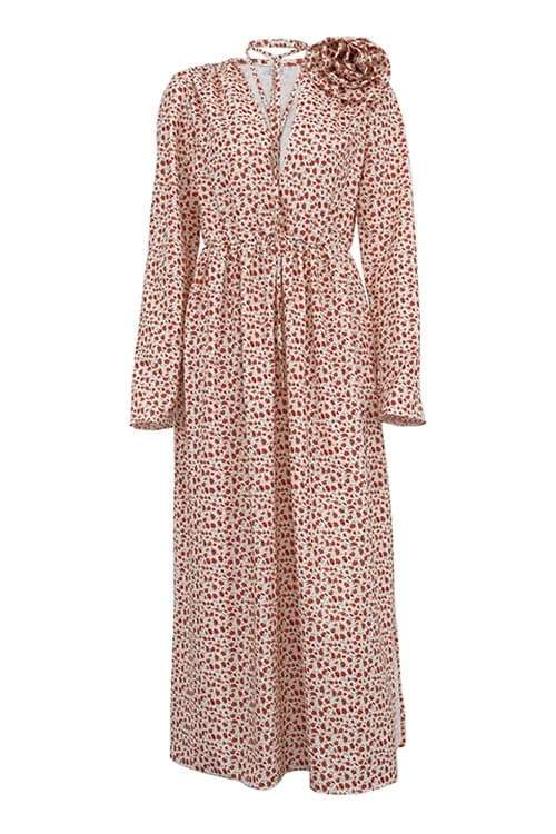 V-Neck Midi Dress with Bertha Floral Design
