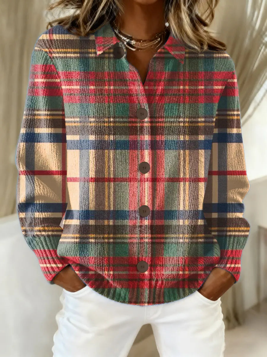 Mila – Festive Plaid Blouse