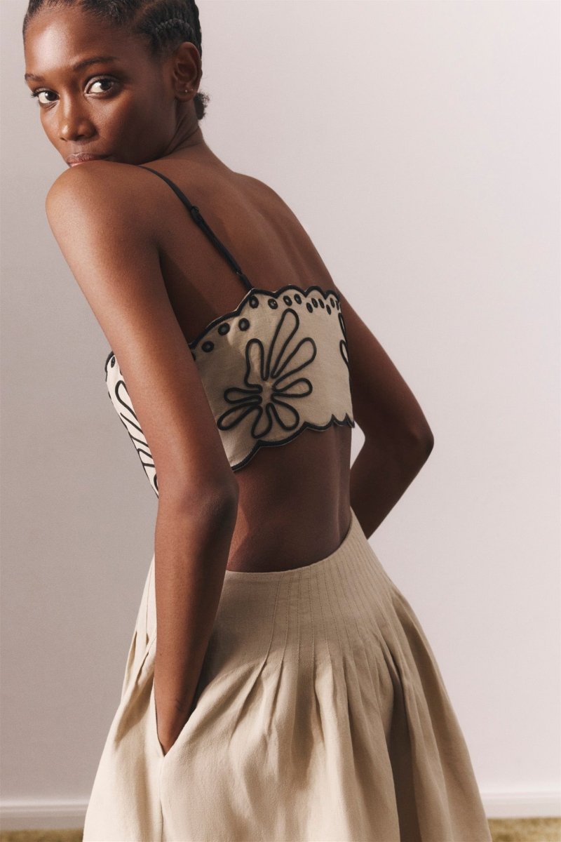 Caroline Abstract Embroidered Cotton Midi Dress