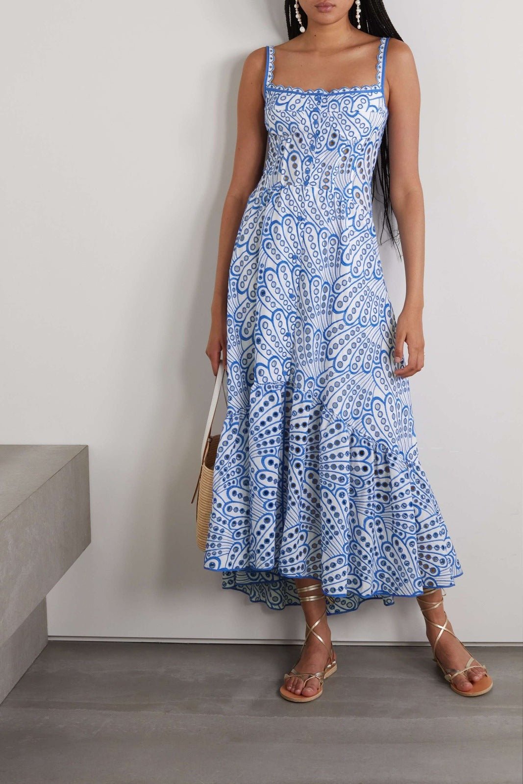 Embroidered Lace Midi Bustier Dress - Dolly