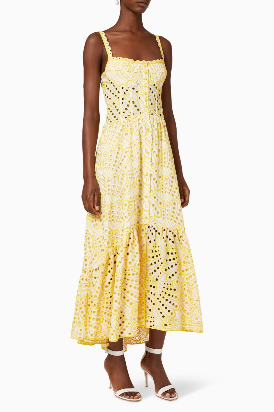 Embroidered Lace Midi Bustier Dress - Dolly
