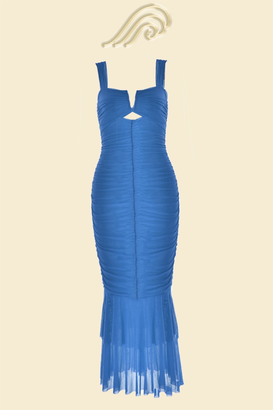 Ethel Flared Midi Dress with Gathered Mesh Details