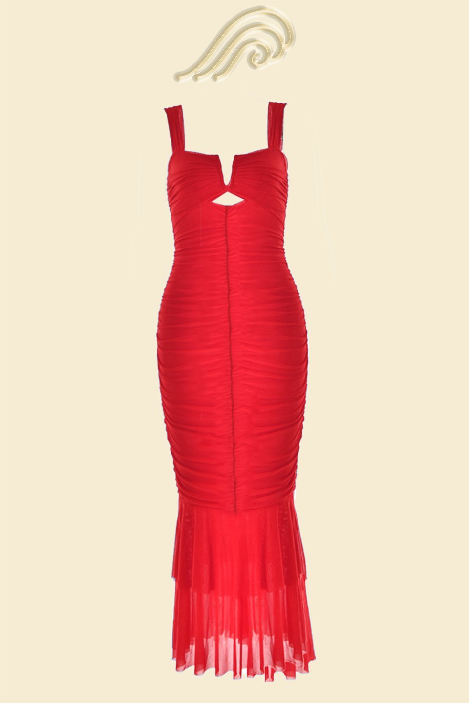 Ethel Flared Midi Dress with Gathered Mesh Details
